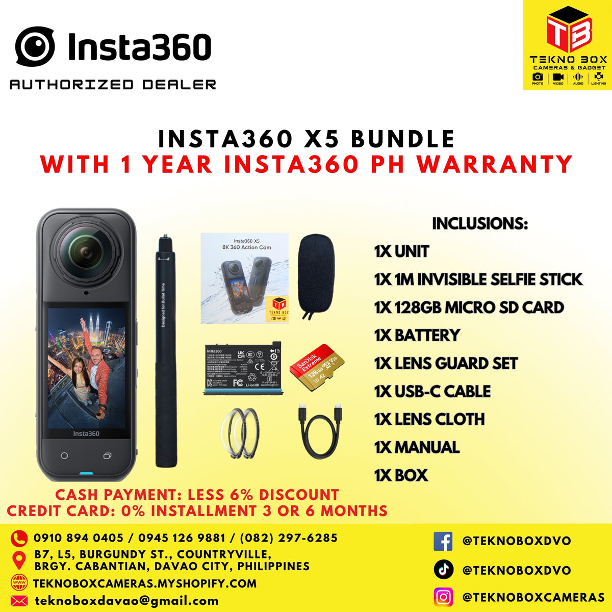 Brand New Insta360 X5 Action Camera Bundle (Black)