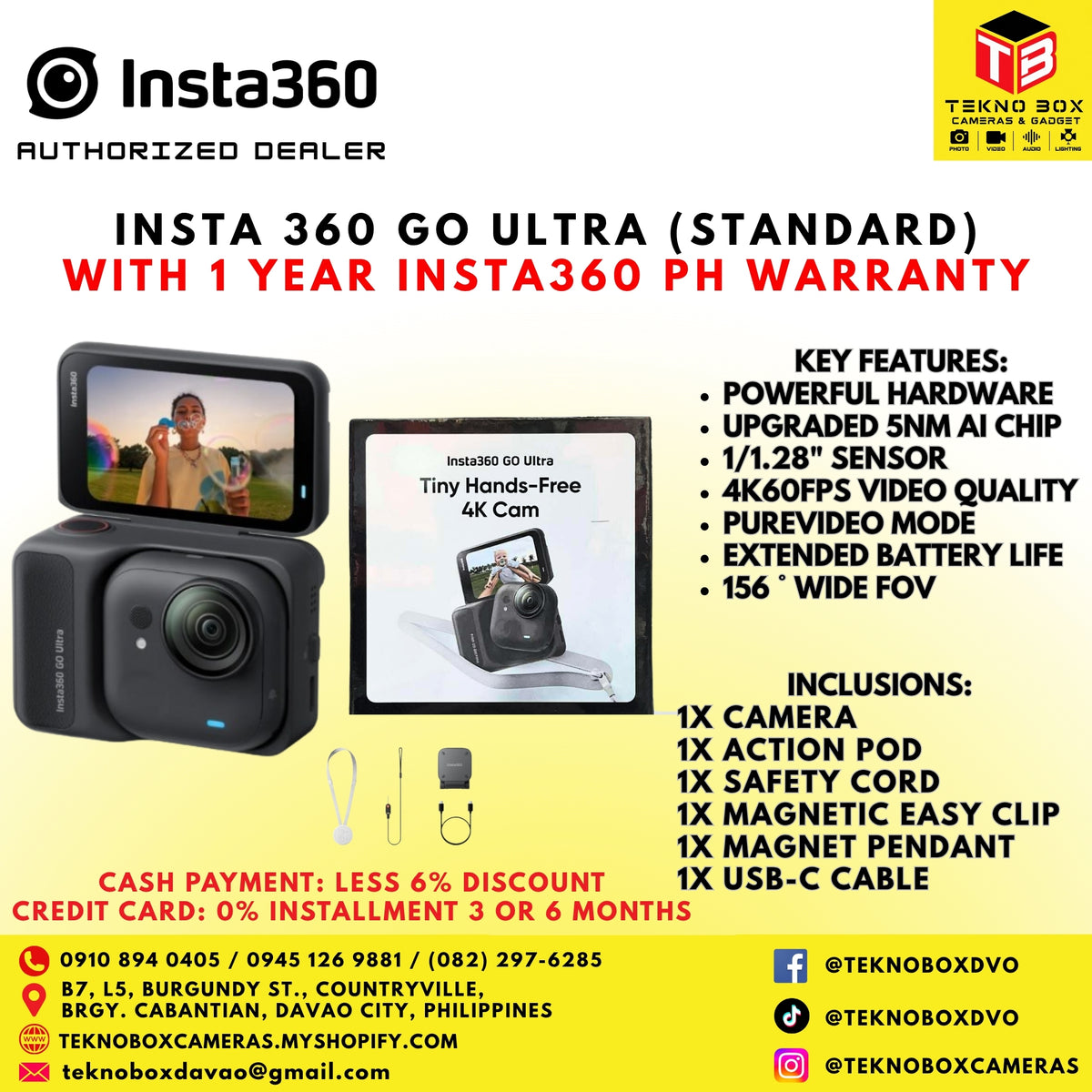 Brand New Insta360 GO Ultra Standard (Black)