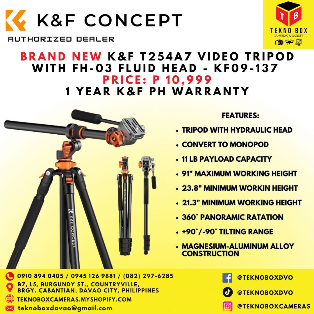 K&F T254A7 Video Tripod With FH-03 Fluid Head - KF09-137
