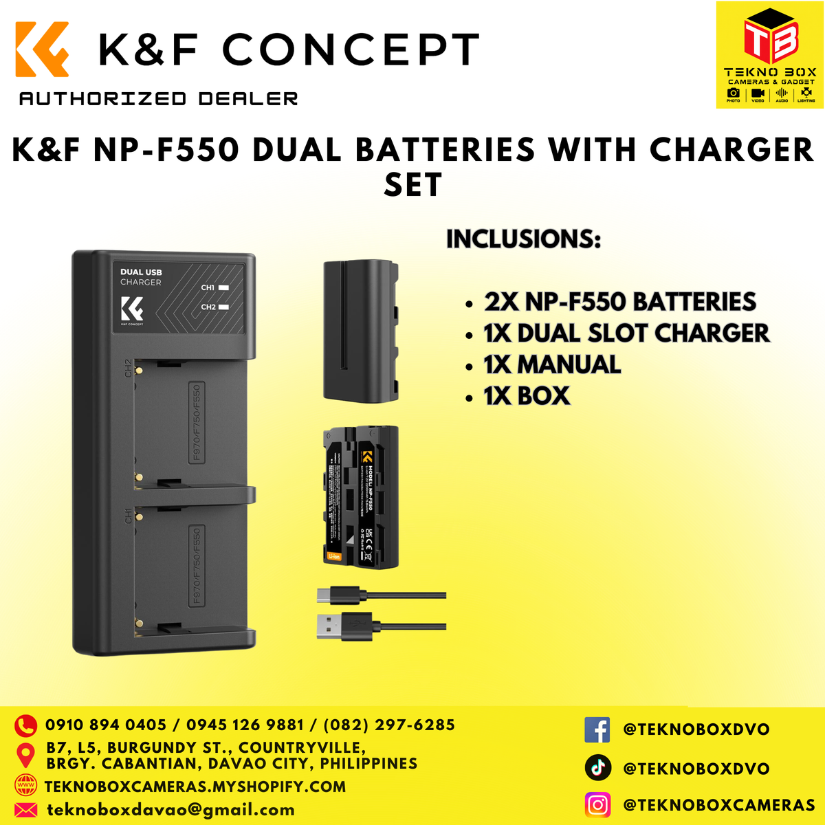 K&F NP-F550 Dual Batteries With Charger Set