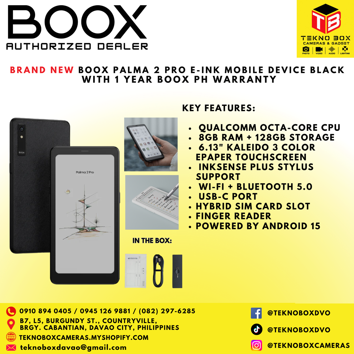 Boox Palma 2 Pro E-ink Mobile Device (Black)