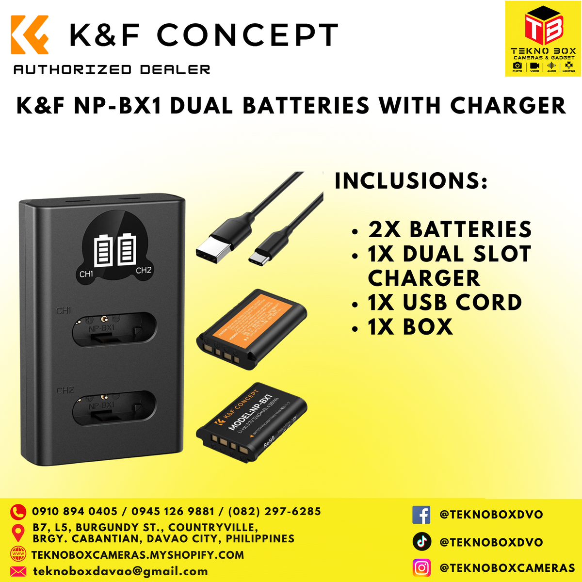 K&F NP-BX1 Dual Batteries With Charger