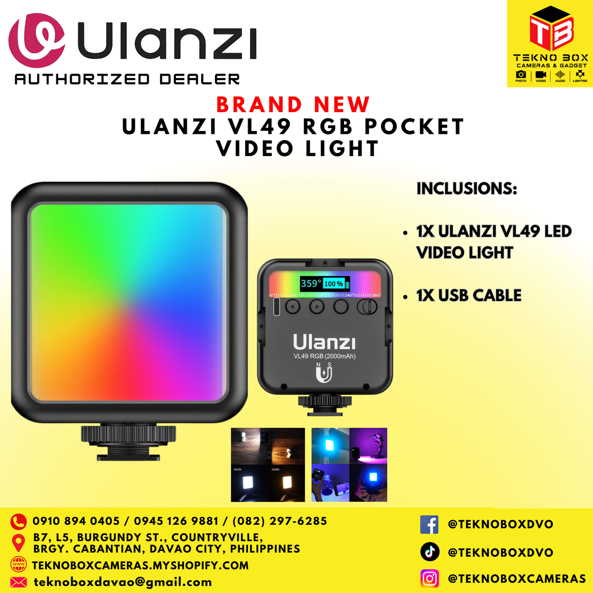 Ulanzi VL49 RGB Pocket LED Video Light