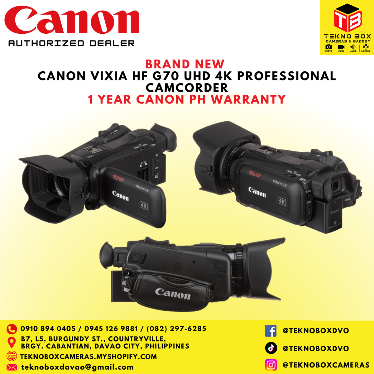 Canon Vixia HF G70 UHD 4K Professional Camcorder