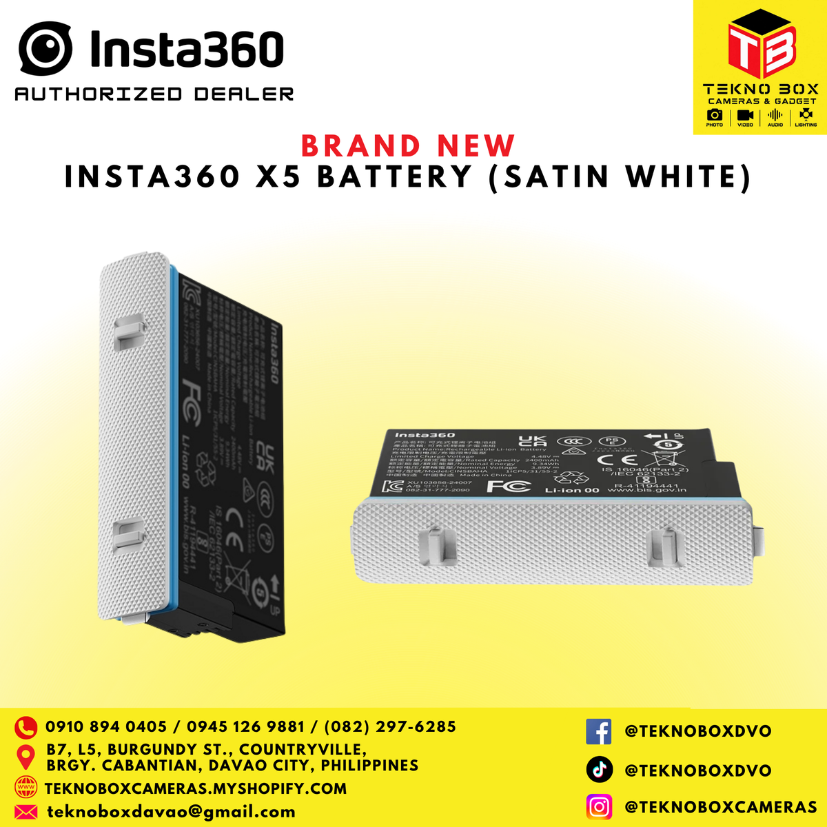 BRAND NEW INSTA360 X5 BATTERY (Satin White)