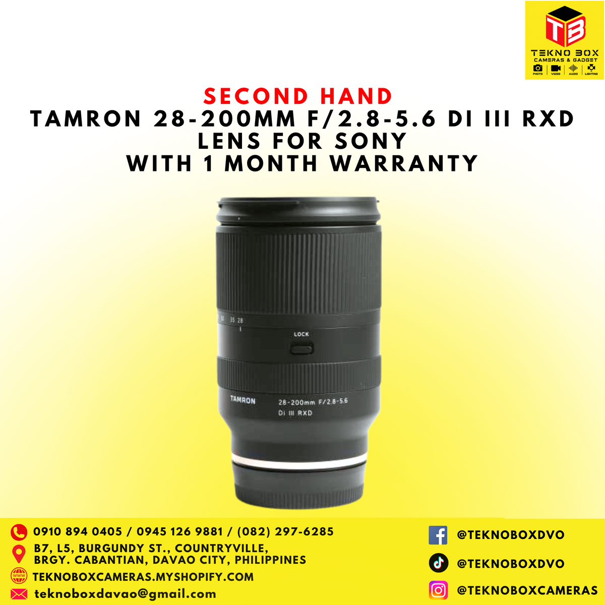 Tamron 28-200mm F/2.8-5.6 Di III RXD Lens for Sony