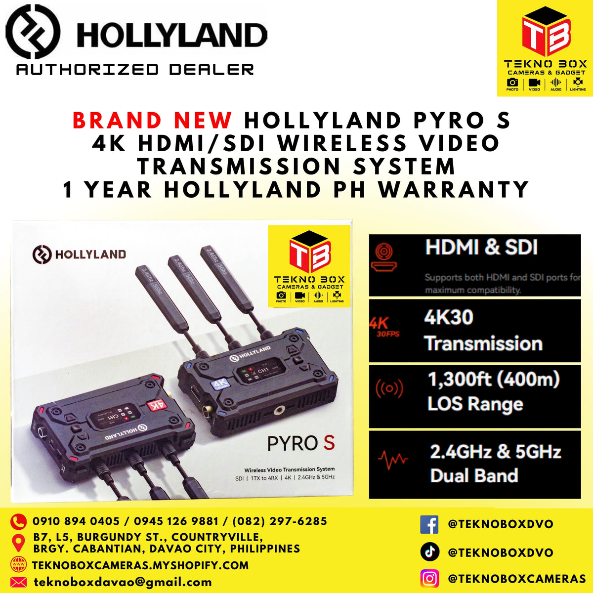 Brand New Hollyland Pyro S 4K HDMI/SDI Wireless Video Transmission System