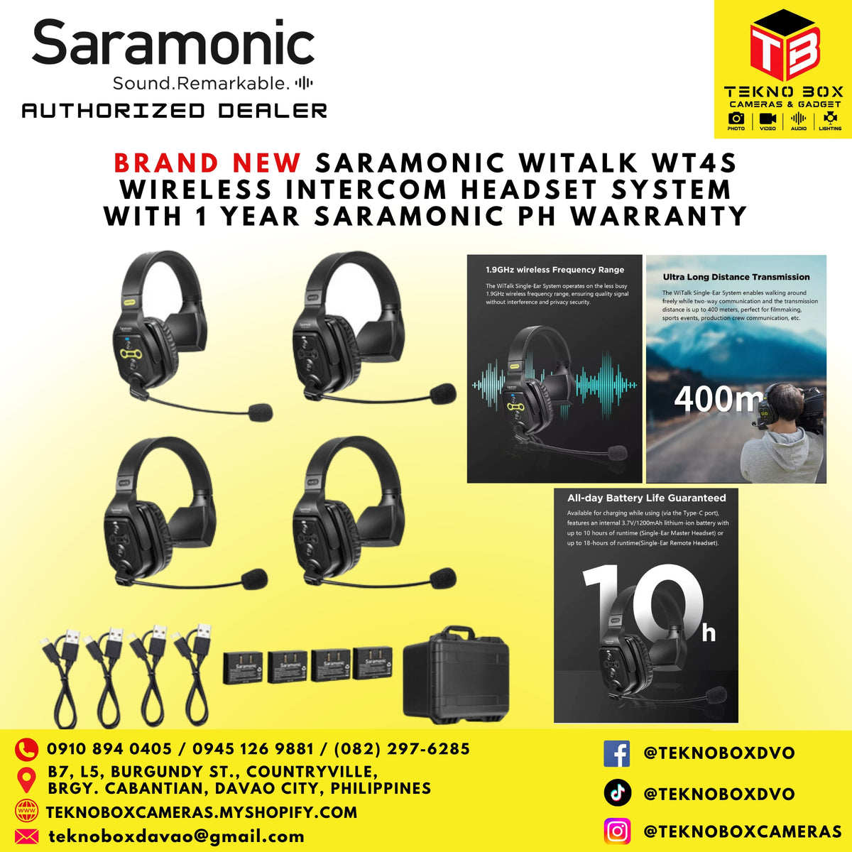 Saramonic WiTalk WT4S 4-Person Wireless Intercom Headset System