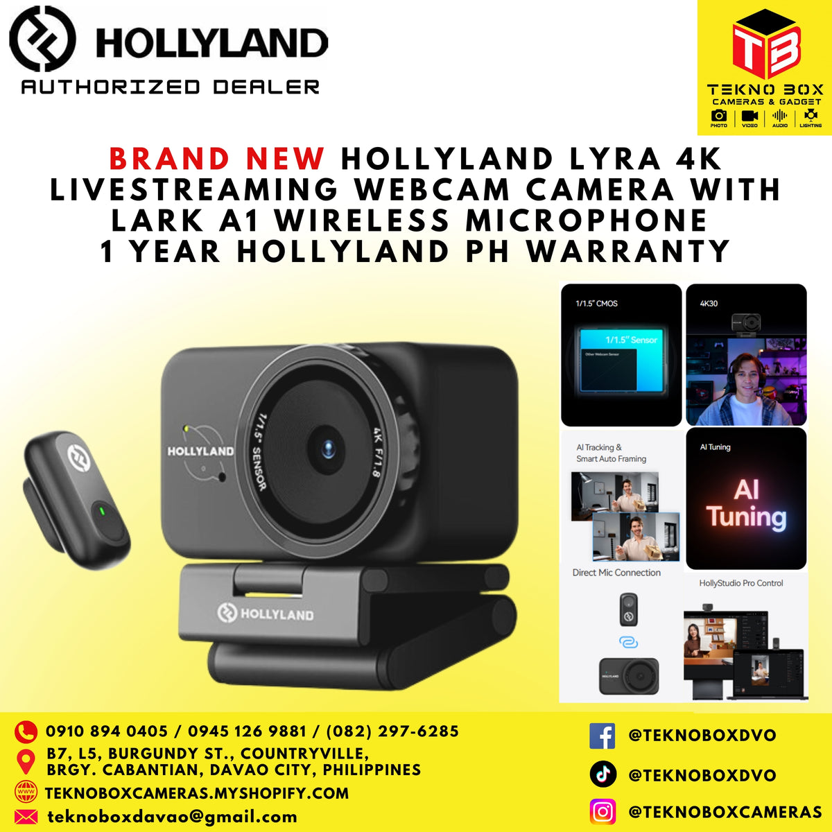 Hollyland Lyra 4K Livestreaming Webcam With Lark A1 Wireless Microphone (Combo)