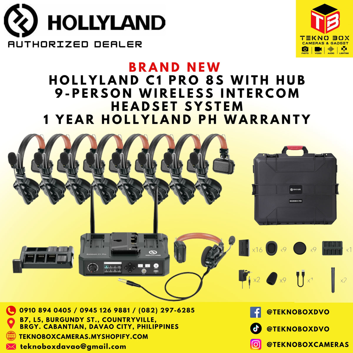 Hollyland C1 Pro 8S With Hub 9-Person Wireless Interco Headset System