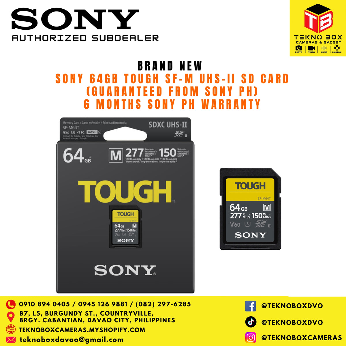 Brand New Sony 64GB Tough Series SF-M UHS-II SDXC Memory SD Card (Guaranteed from Sony PH)