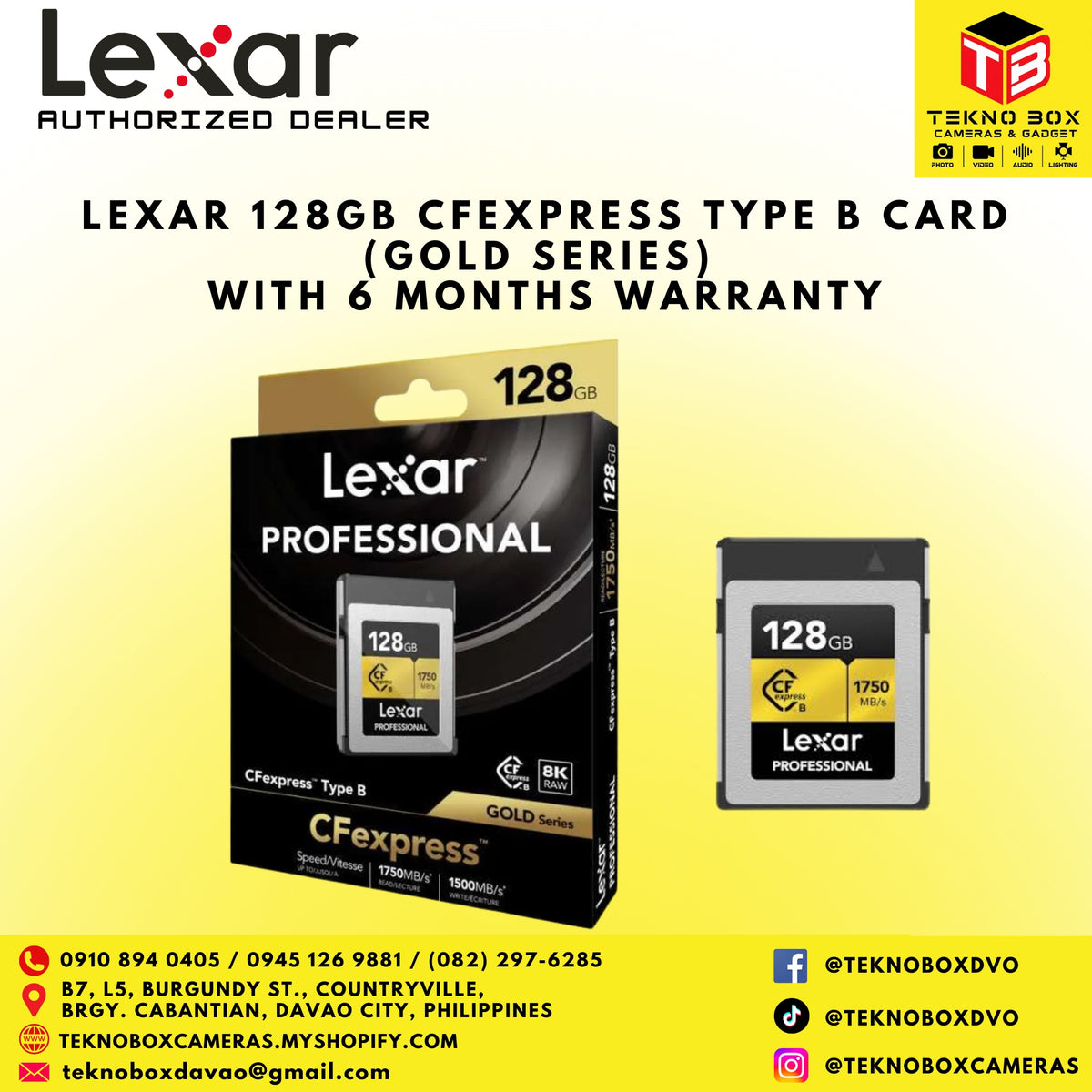 Lexar 128GB CF Express Type B Card (Gold Series)
