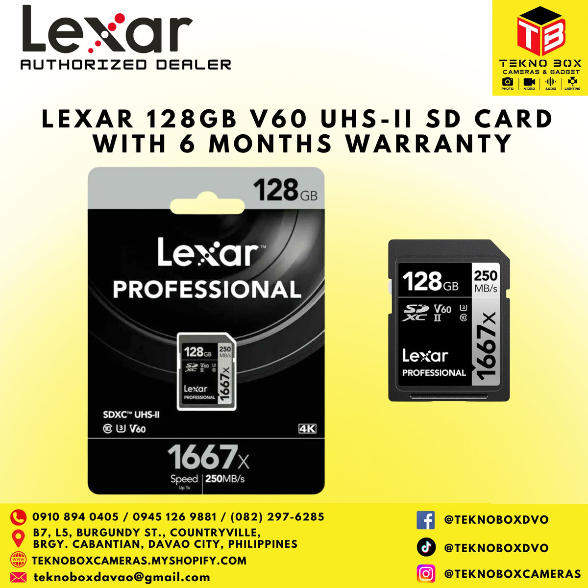Lexar 128GB V60 UHS-II SD CARD