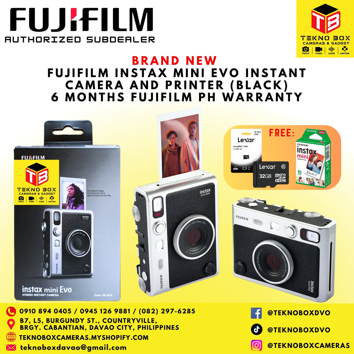 Fujifilm Instax Mini Evo Instant Camera and Printer (Black)