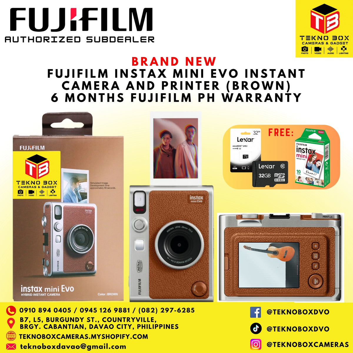 Fujifilm Instax Mini Evo Instant Camera and Printer (Brown)