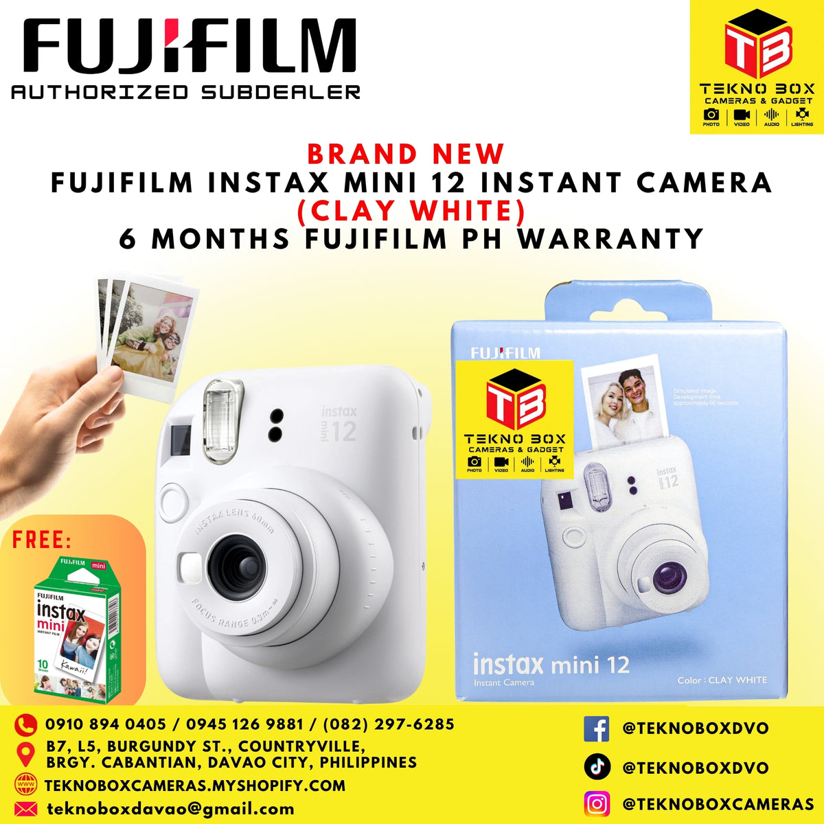 Fujifilm Instax Mini 12 Instant Camera With Instax Mini Film 10s White