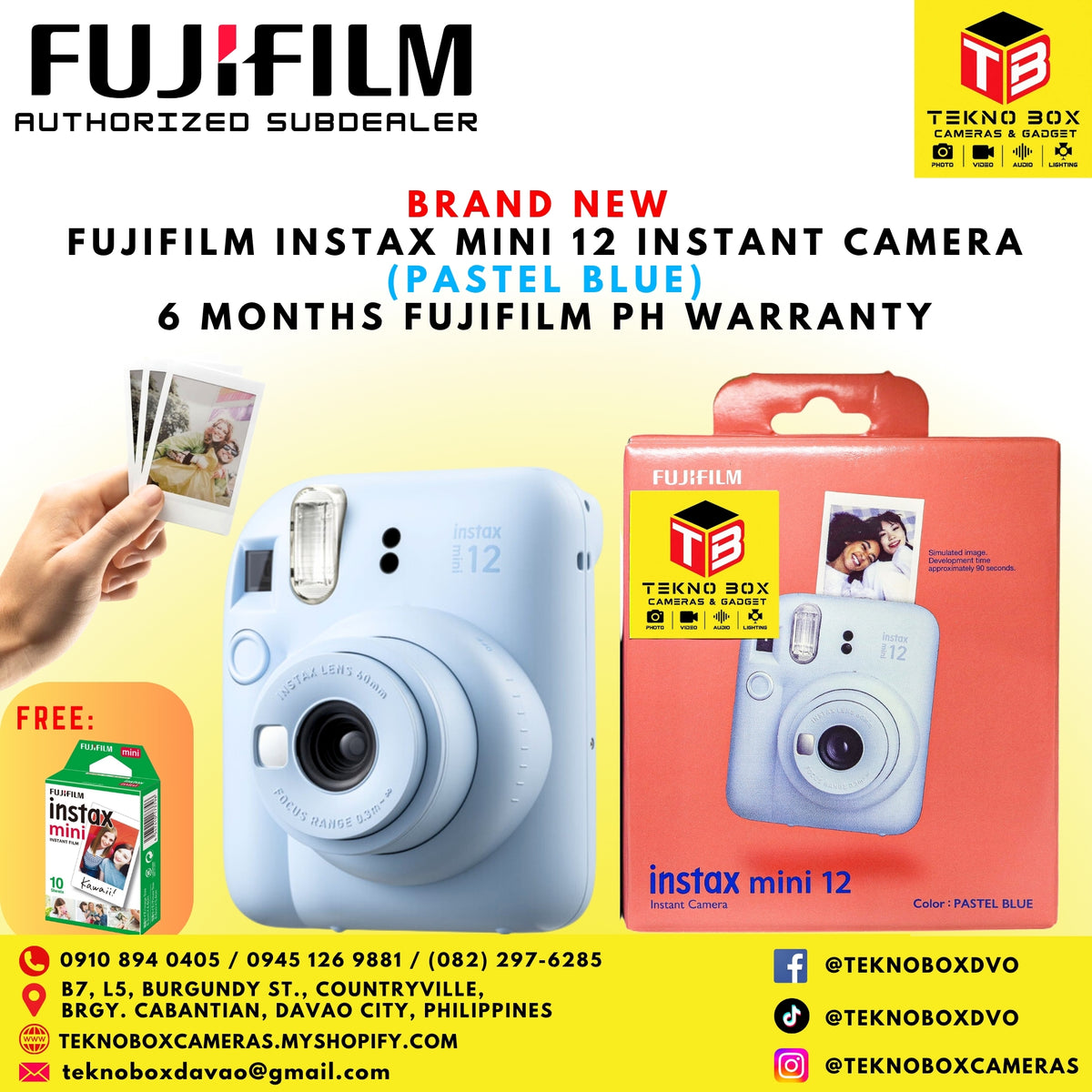 Fujifilm Instax Mini 12 Instant Camera With Instax Mini Film 10s White
