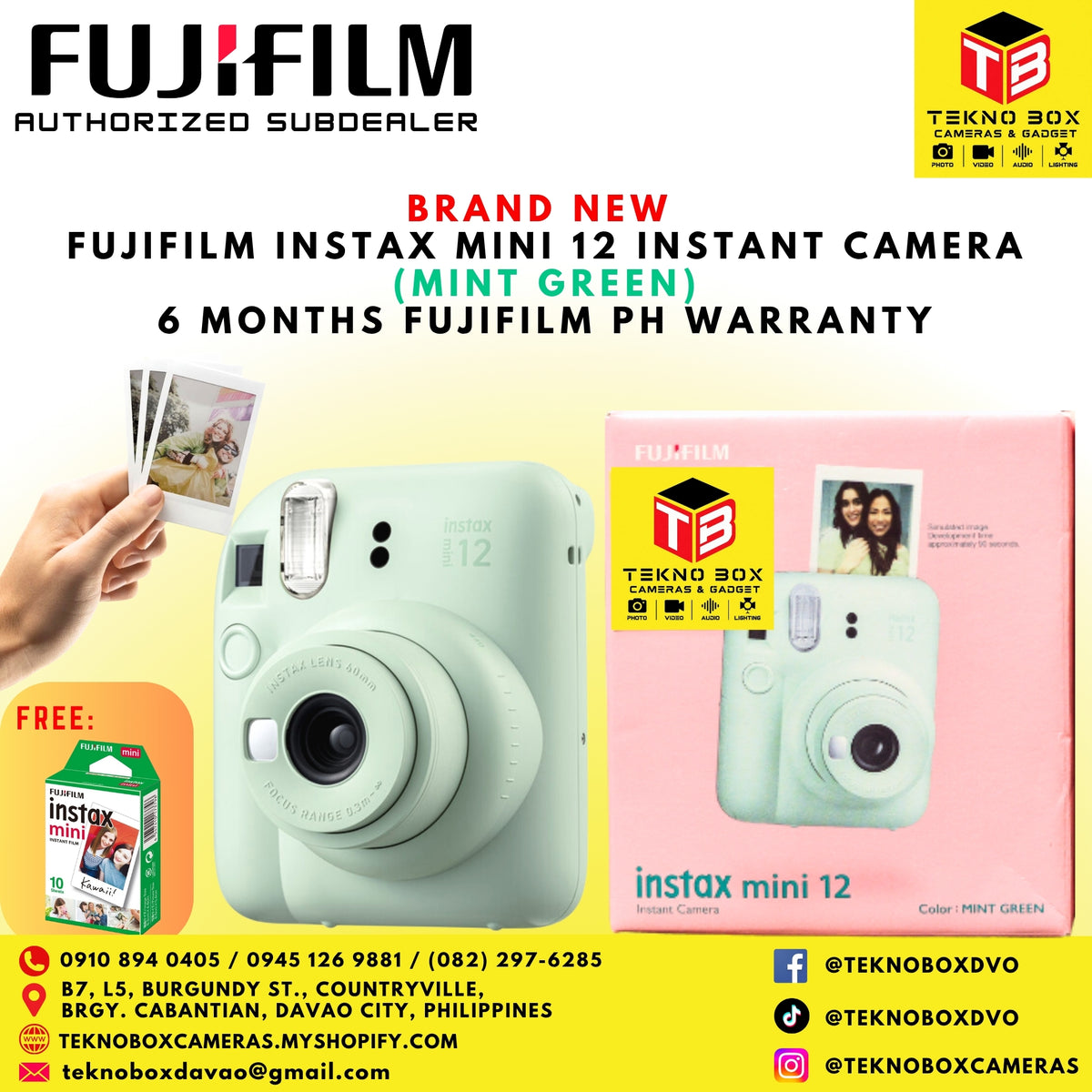 Fujifilm Instax Mini 12 Instant Camera With Instax Mini Film 10s White