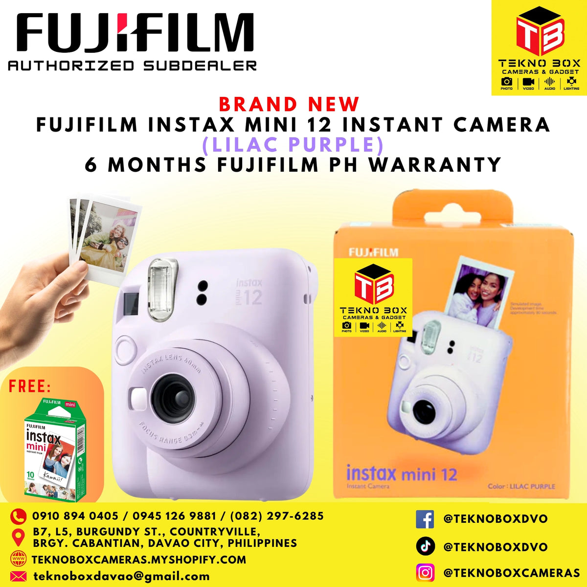 Fujifilm Instax Mini 12 Instant Camera With Instax Mini Film 10s White