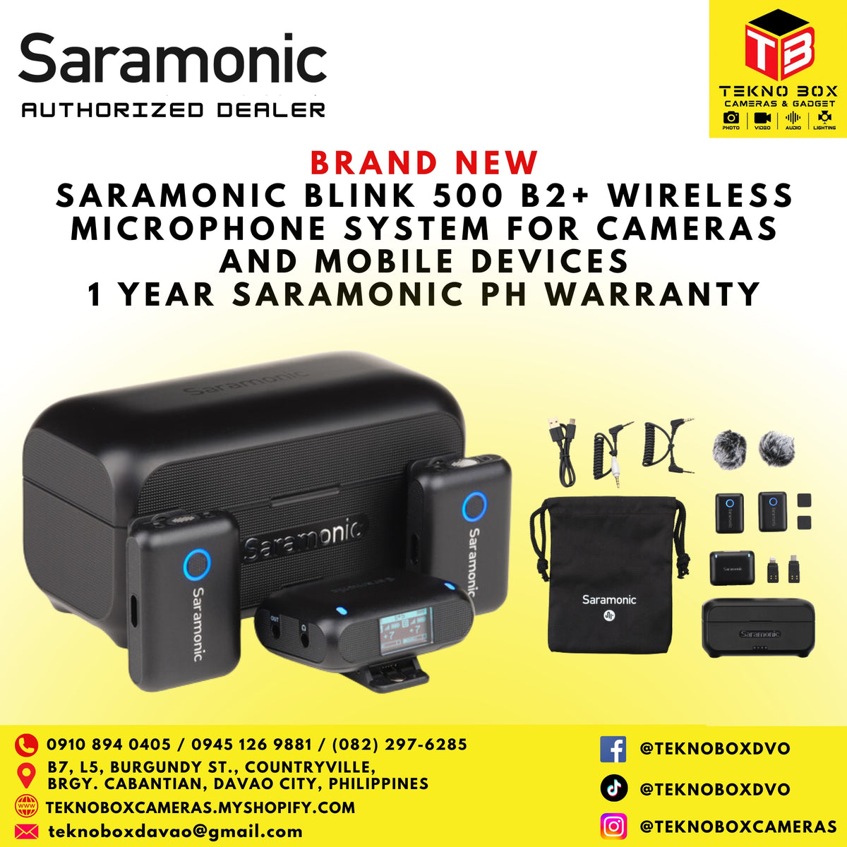 Saramonic Blink500 B2+ Wireless Microphone System (2 TX, 1 RX, 1 Charging Case)