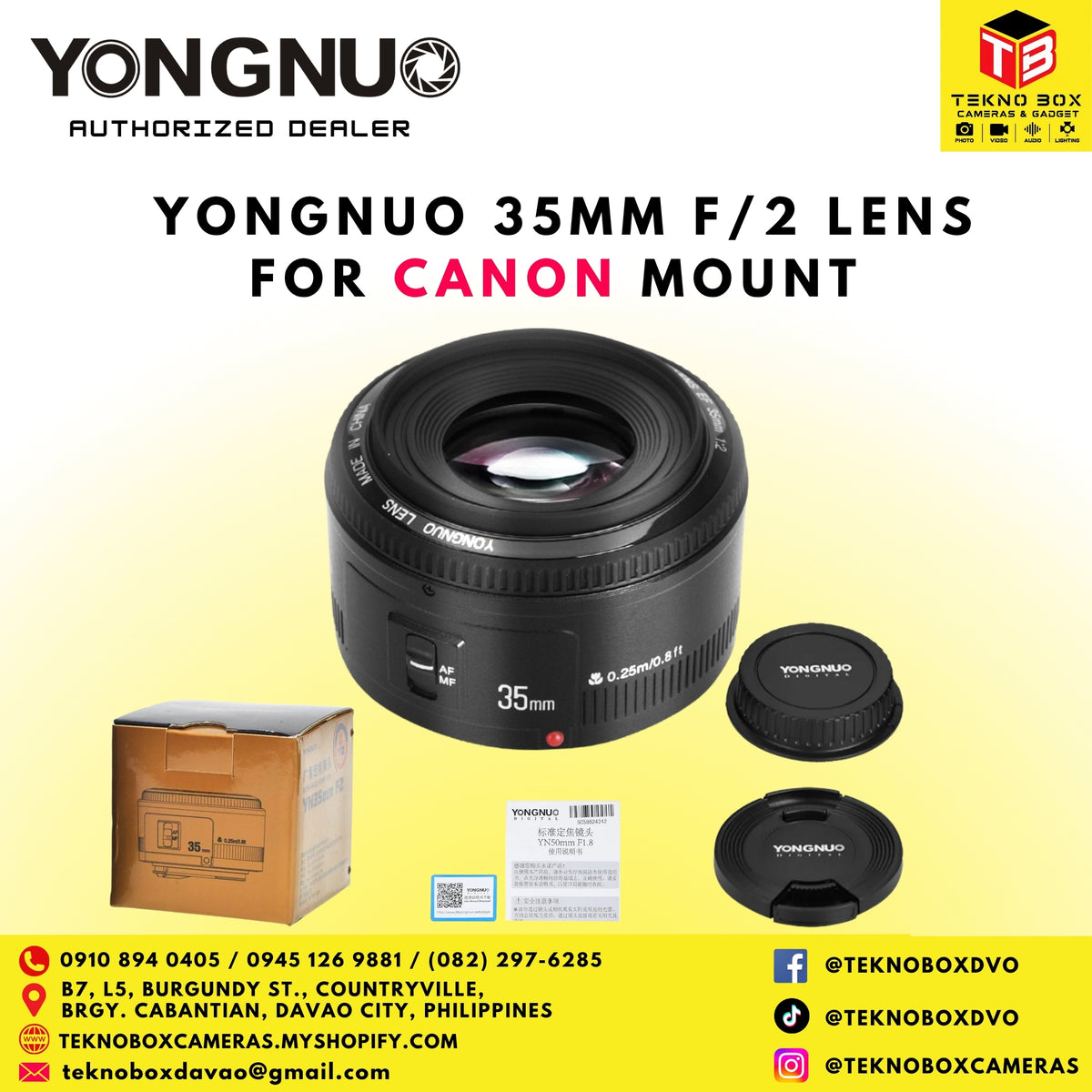 Yongnuo 35mm f/2 Lens for Canon