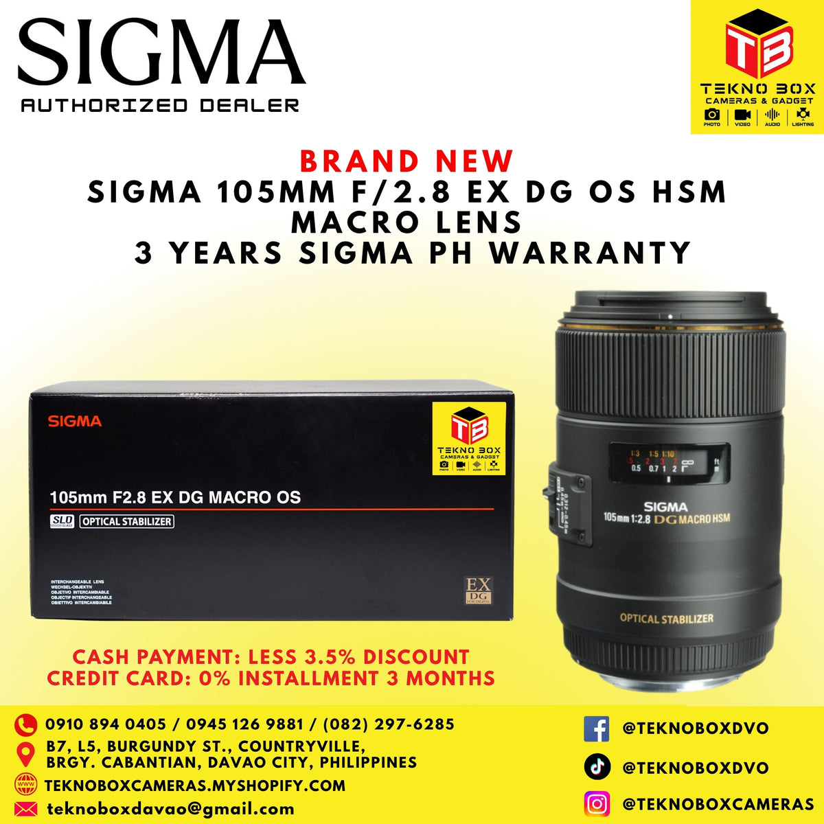 Sigma 105mm F/2.8 EX DG OS HSM Macro Lens