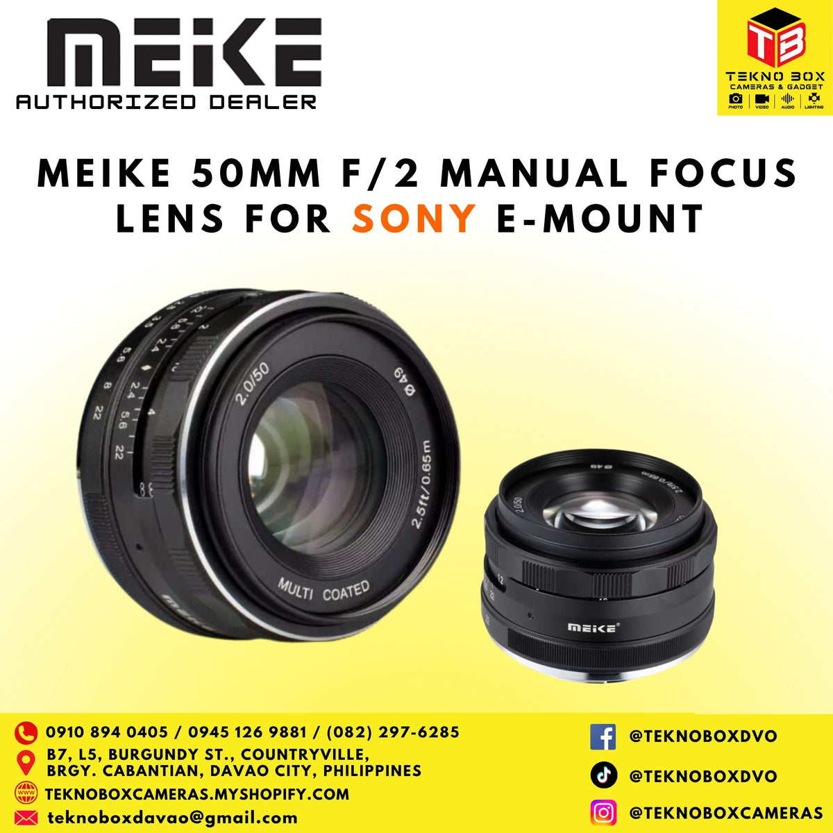 Meike 50mm f/2 Manual Focus Lens for Sony E-Mount