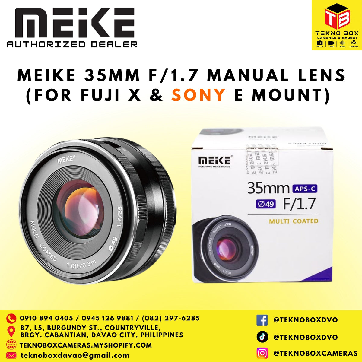 Meike 35mm F/1.7 Manual Lens (For Fuji X & Sony E Mount)