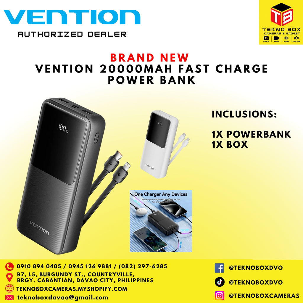Vention 20000mAh Fast Charge Power Bank (Black/White)