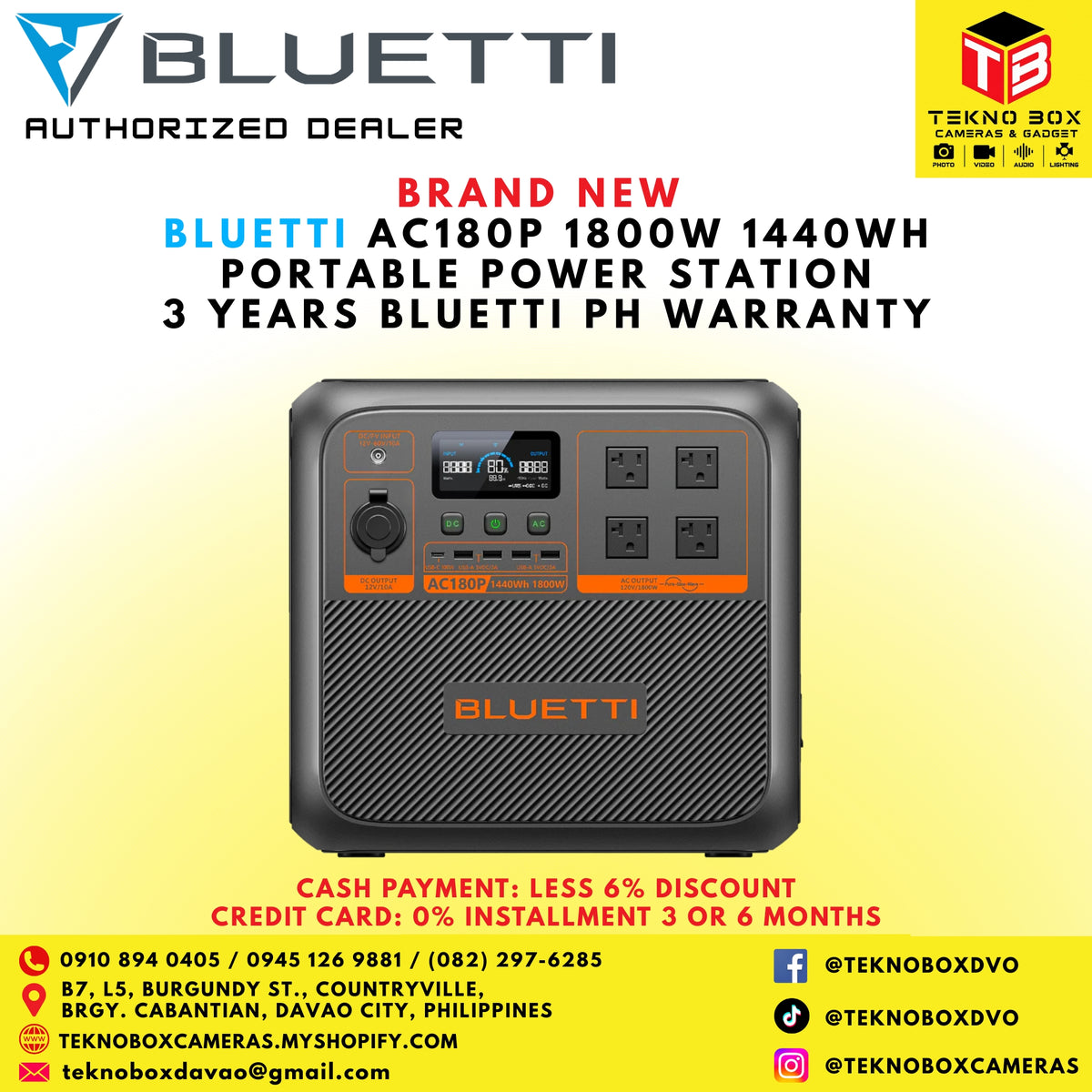 Bluetti AC180P 1800W 1440WH Portable Power Station