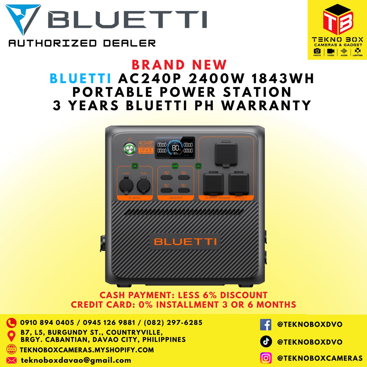 Bluetti AC240P 2400W 1843WH Portable Power Station