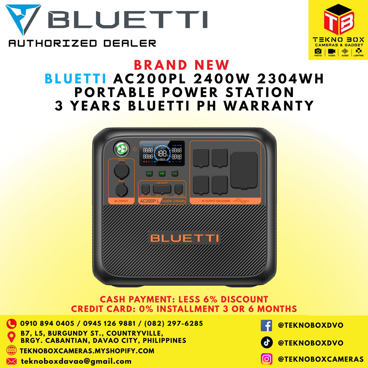 Bluetti AC200PL 2400W 2304WH Portable Power Station