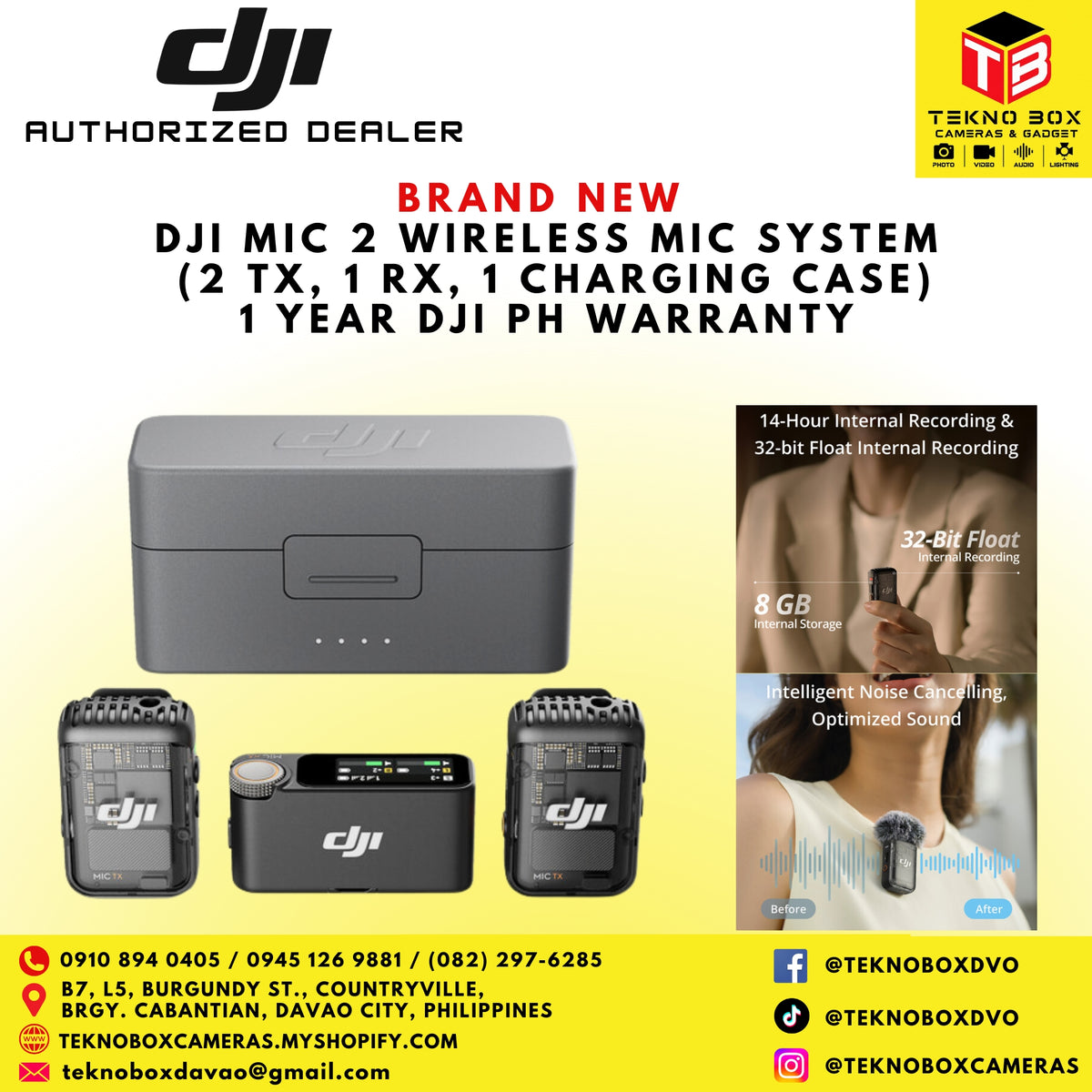 DJI Mic 2 Wireless Microphone System (2 TX, 1 RX, Charging Case)