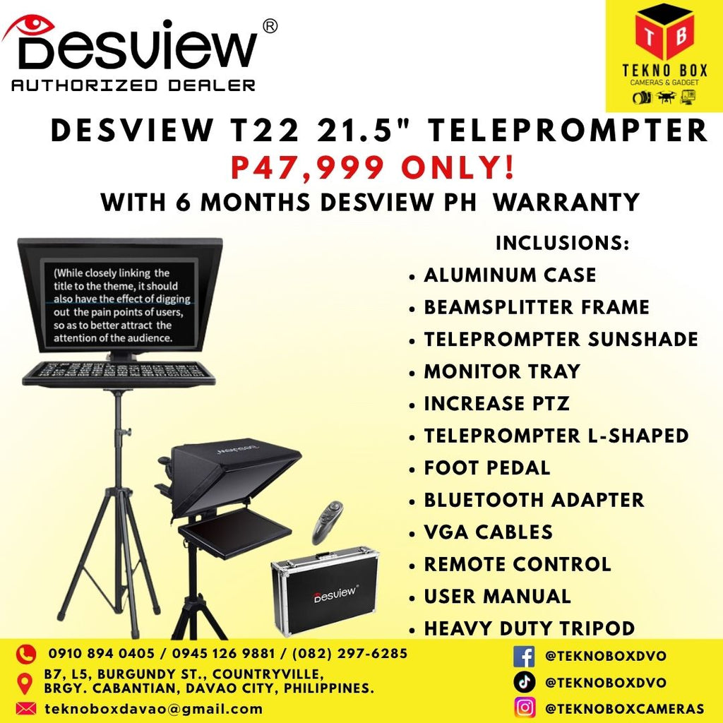 Desview T22 21.5" Teleprompter W/ Heavy Duty Tripod