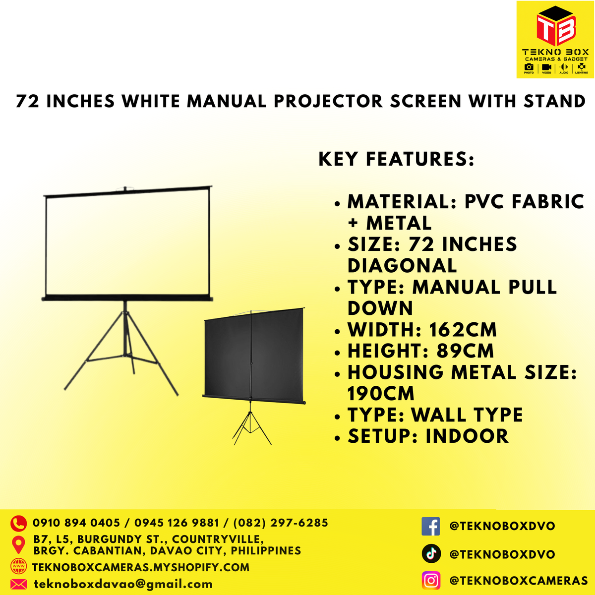 Pixel 72 inches White Manual Projector Screen