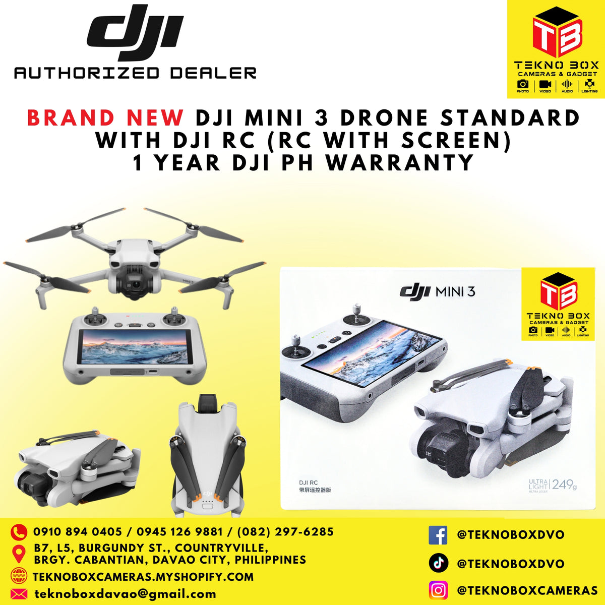 DJI Mini 3 Drone Standard With DJI RC (Remote Controller With Screen)