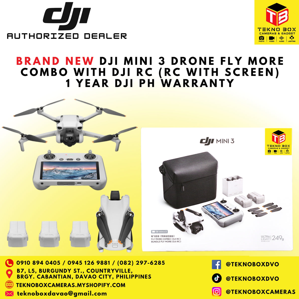 DJI Mini 3 Drone Fly More Combo With DJI RC (RC With Screen)