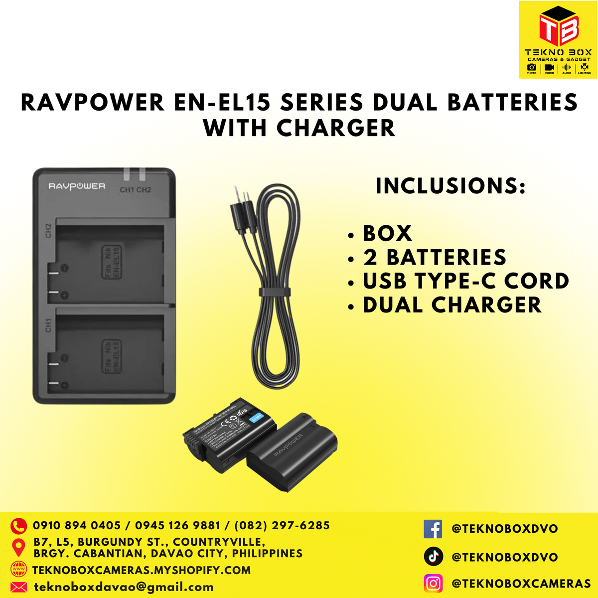 Ravpower EN-EL15 Series Dual Batteries with Charger