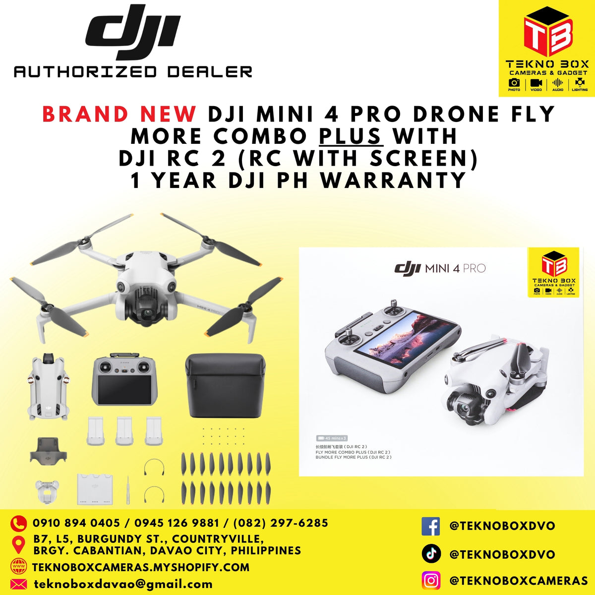 DJI Mini 4 Pro Fly More Combo Plus Drone With DJI RC 2 (RC With Screen)