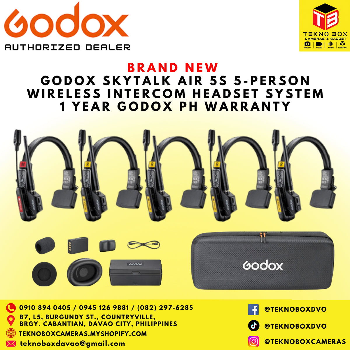 Godox SkyTalk Air 5S 5-Person Wireless Intercom Headset System