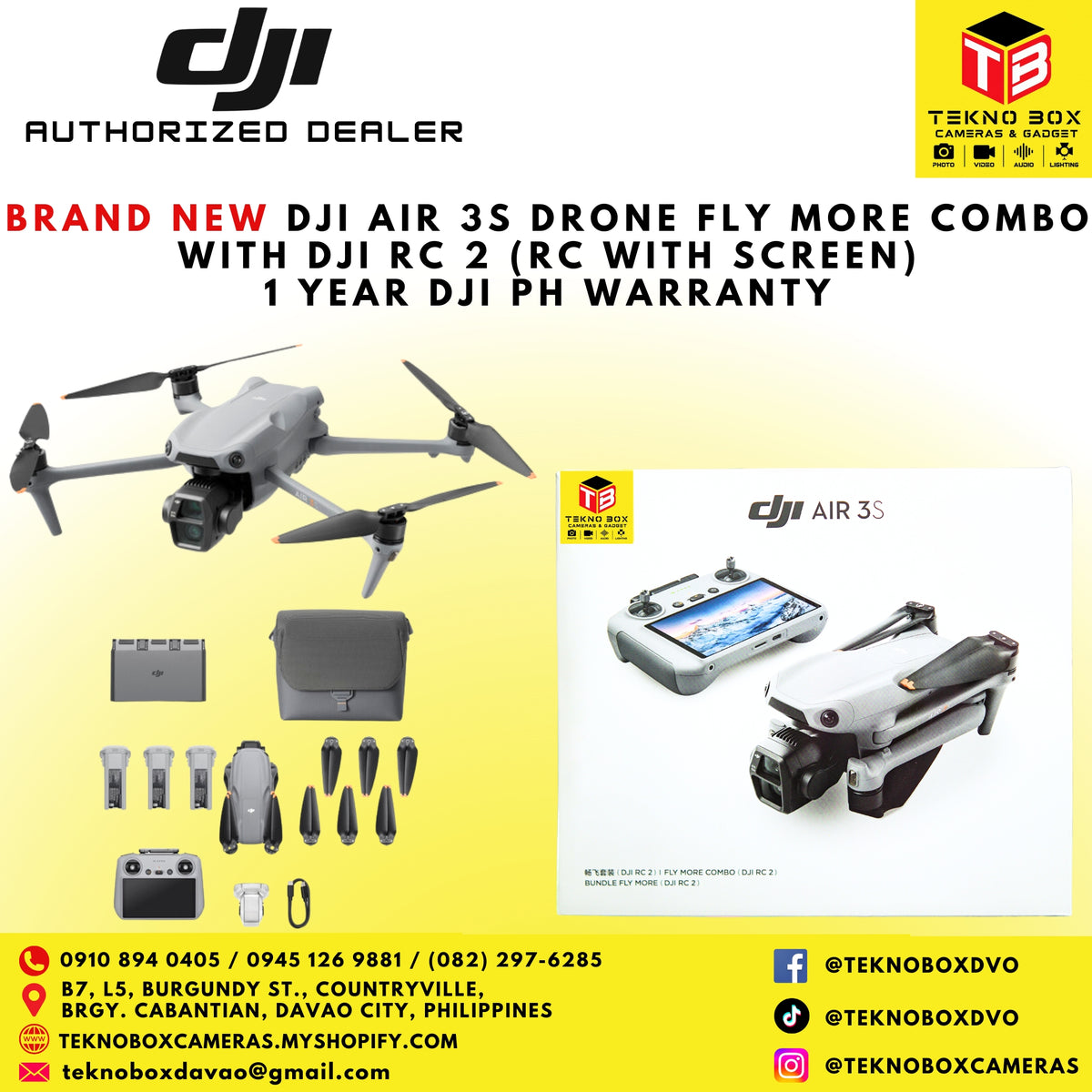 DJI Air 3S Drone Fly More Combo With DJI RC 2 (Remote Controller With Screen)