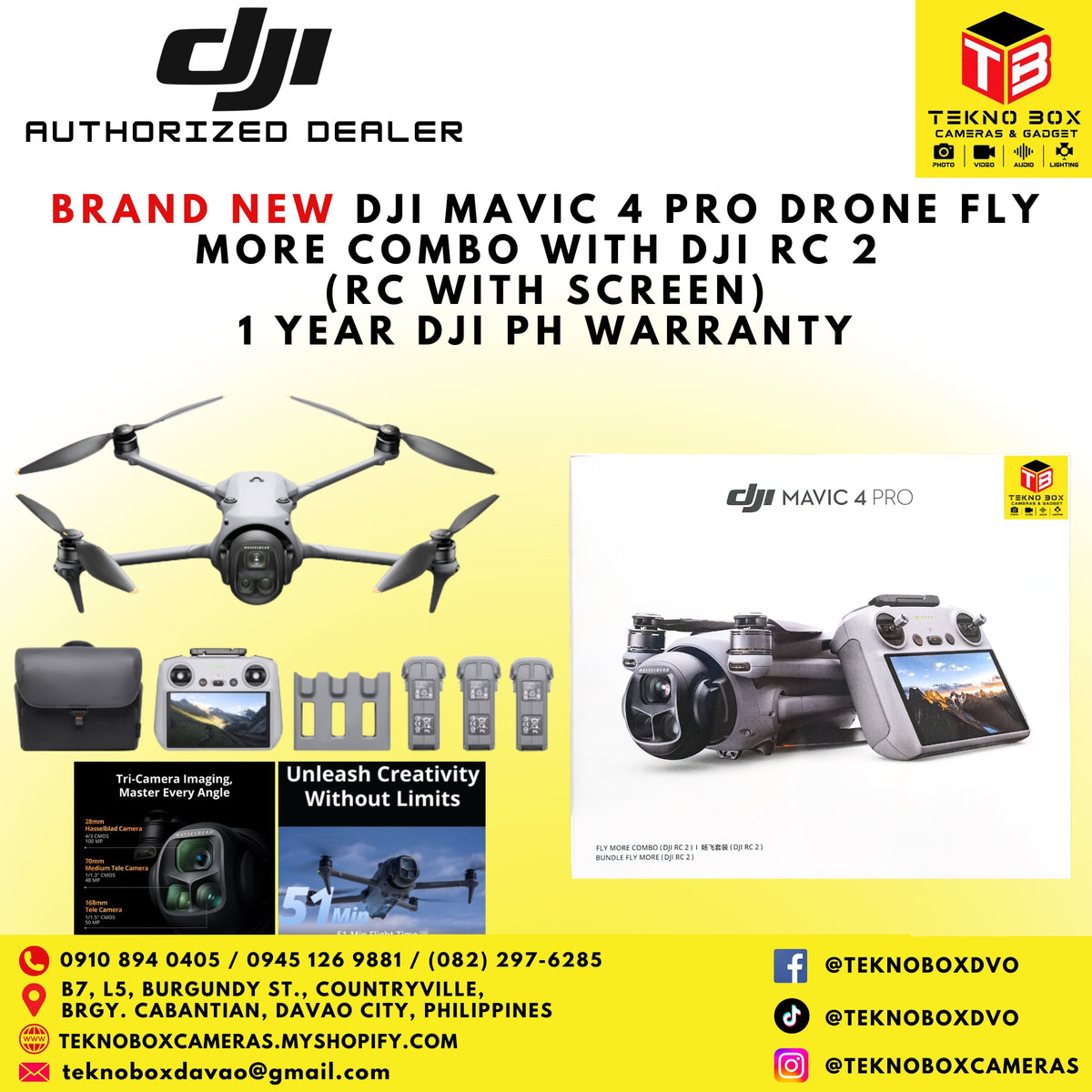 DJI Mavic 4 Pro Drone Fly More Combo With DJI RC 2