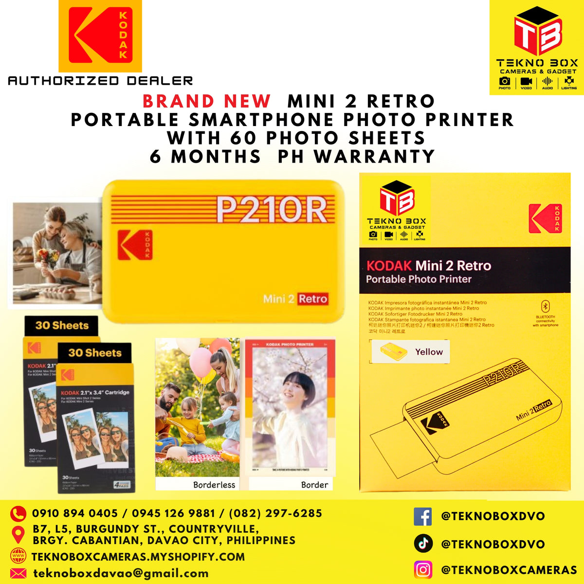 Kodak Mini 2 Retro Portable Smartphone Photo Printer With 60 Photo Sheets