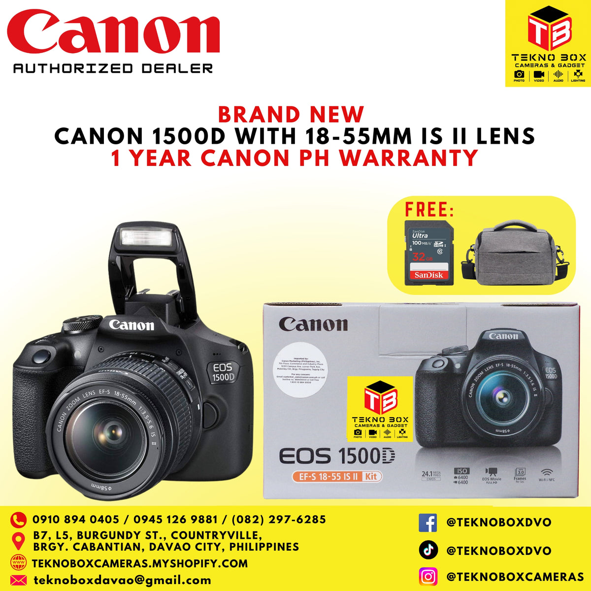 Canon 1500D DSLR Camera With 18-55mm IS II Lens