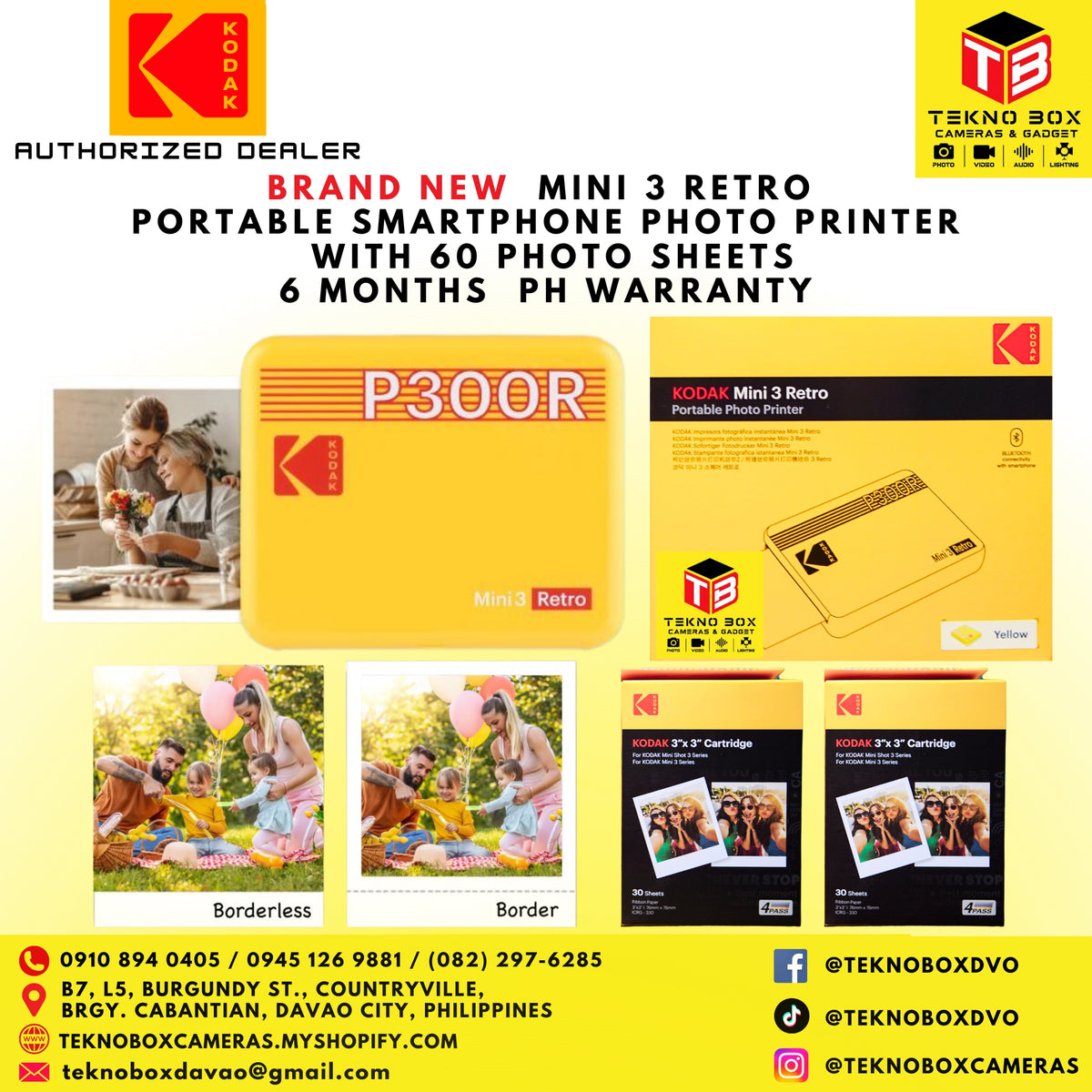 Kodak Mini 3 Retro Portable Smartphone Photo Printer With 60 Photo Sheets