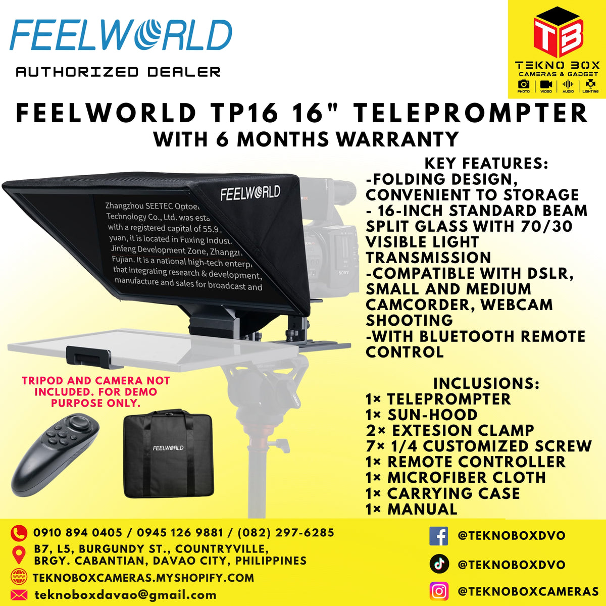 Feelworld TP16 16” Teleprompter