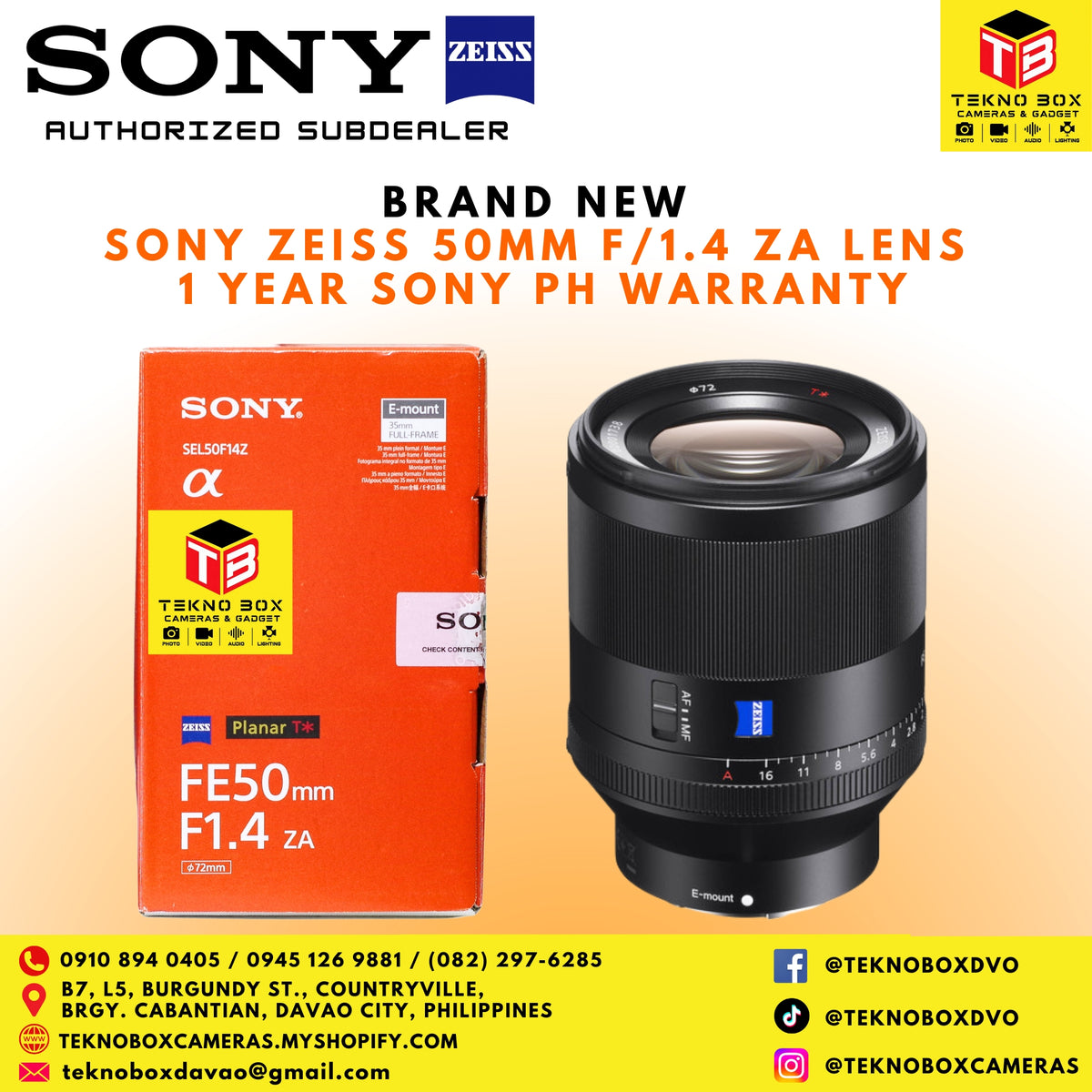 Sony Zeiss 50mm F/1.4 ZA Lens