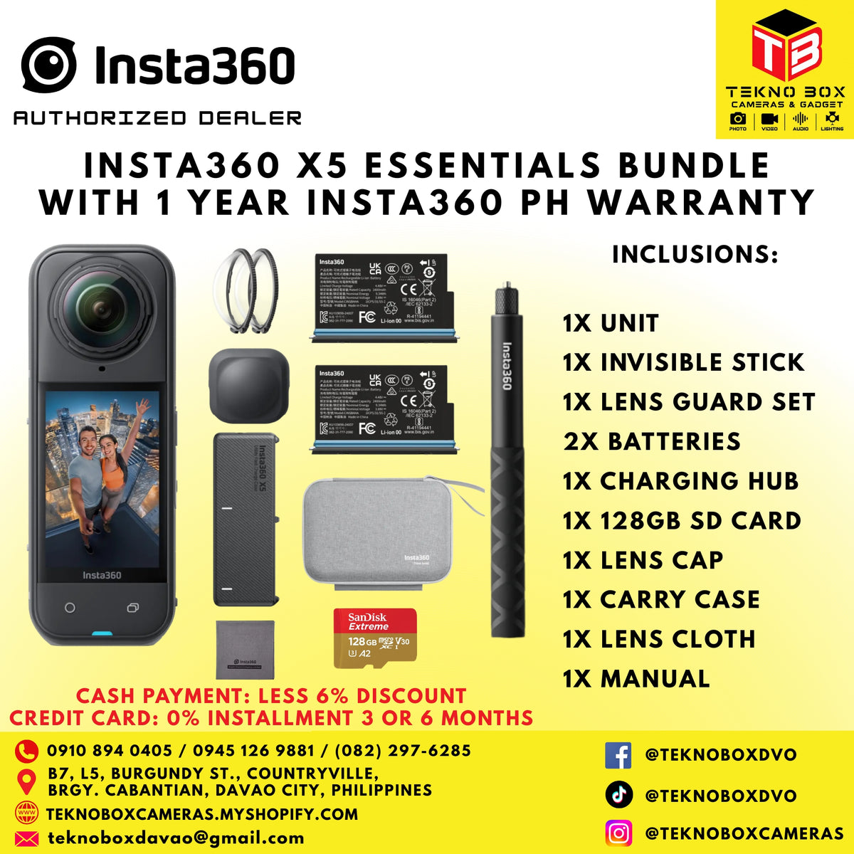 Brand new INSTA360 X5 Essentials Bundle