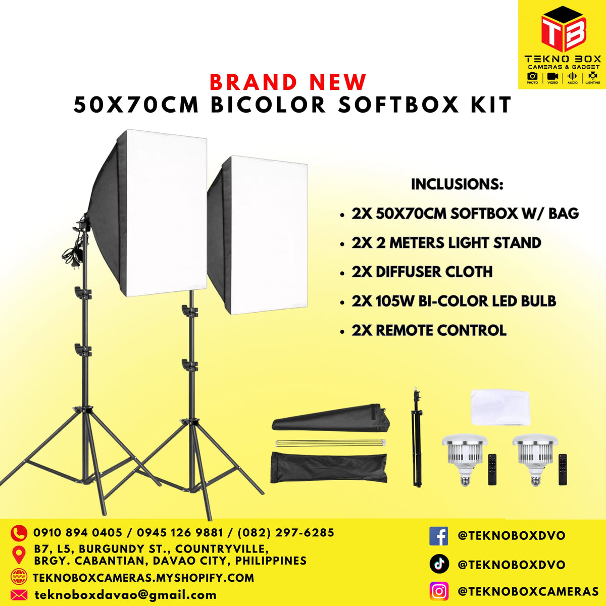 50x70cm Bi-Color LED Light Studio Softbox Kit