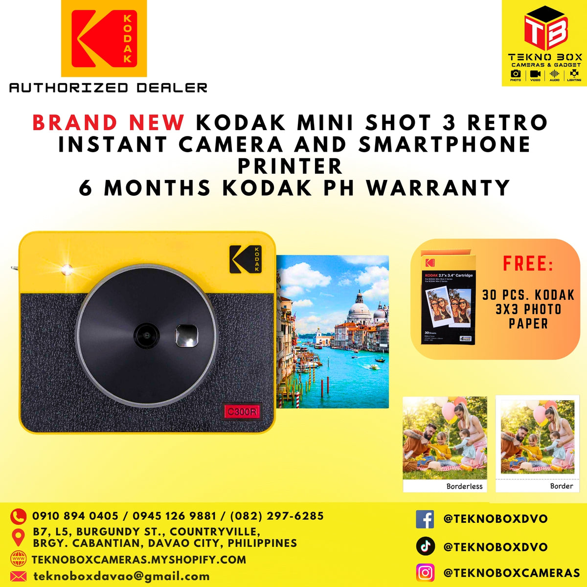 Brand New Kodak Mini Shot 3 Retro Instant Camera and Smartphone Printer
